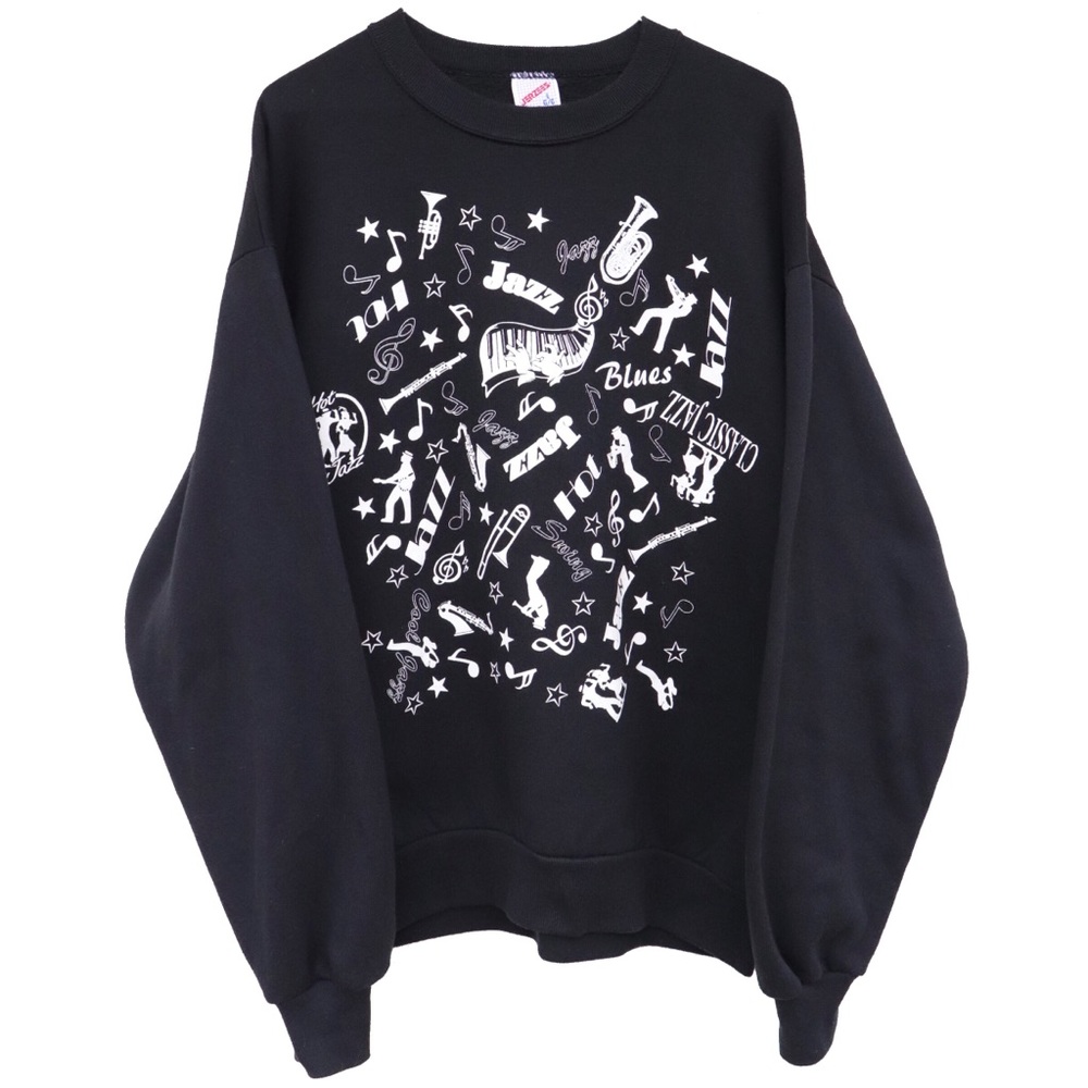Vintage Jazz Graphic Crewneck Pullover Sweatshirt